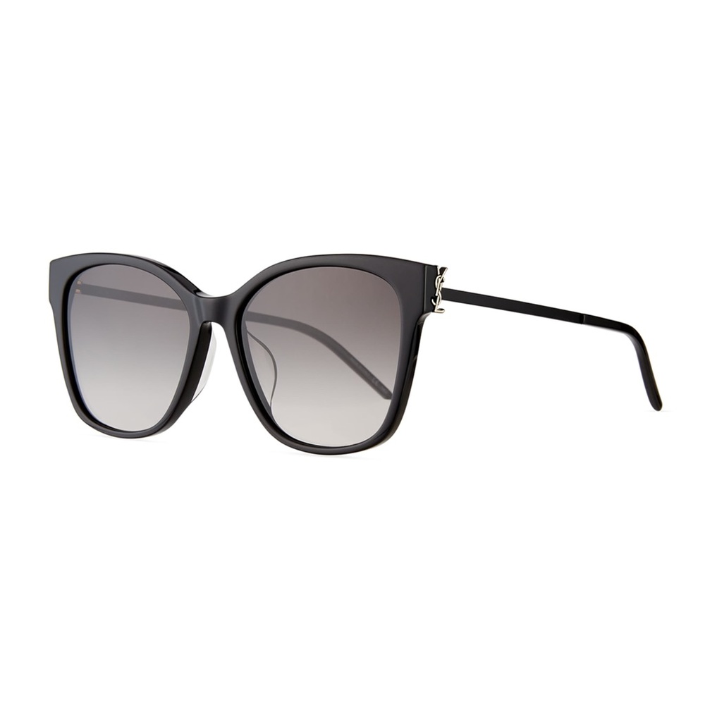 Saint Laurent Monogram SL M48S/K Sunglasses - 003 - Black/Black - Silver